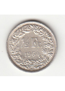 1964 - 1/2 Franc Argento Svizzera Standing Helvetia SPL++
